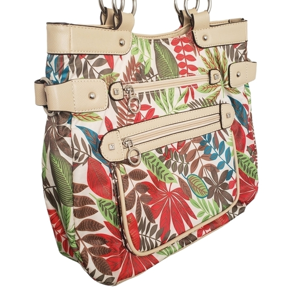 Ricardo Beverly Hills Colourful Botanical Print Nylon Small Travel Tote Bag - Picture 3 of 14